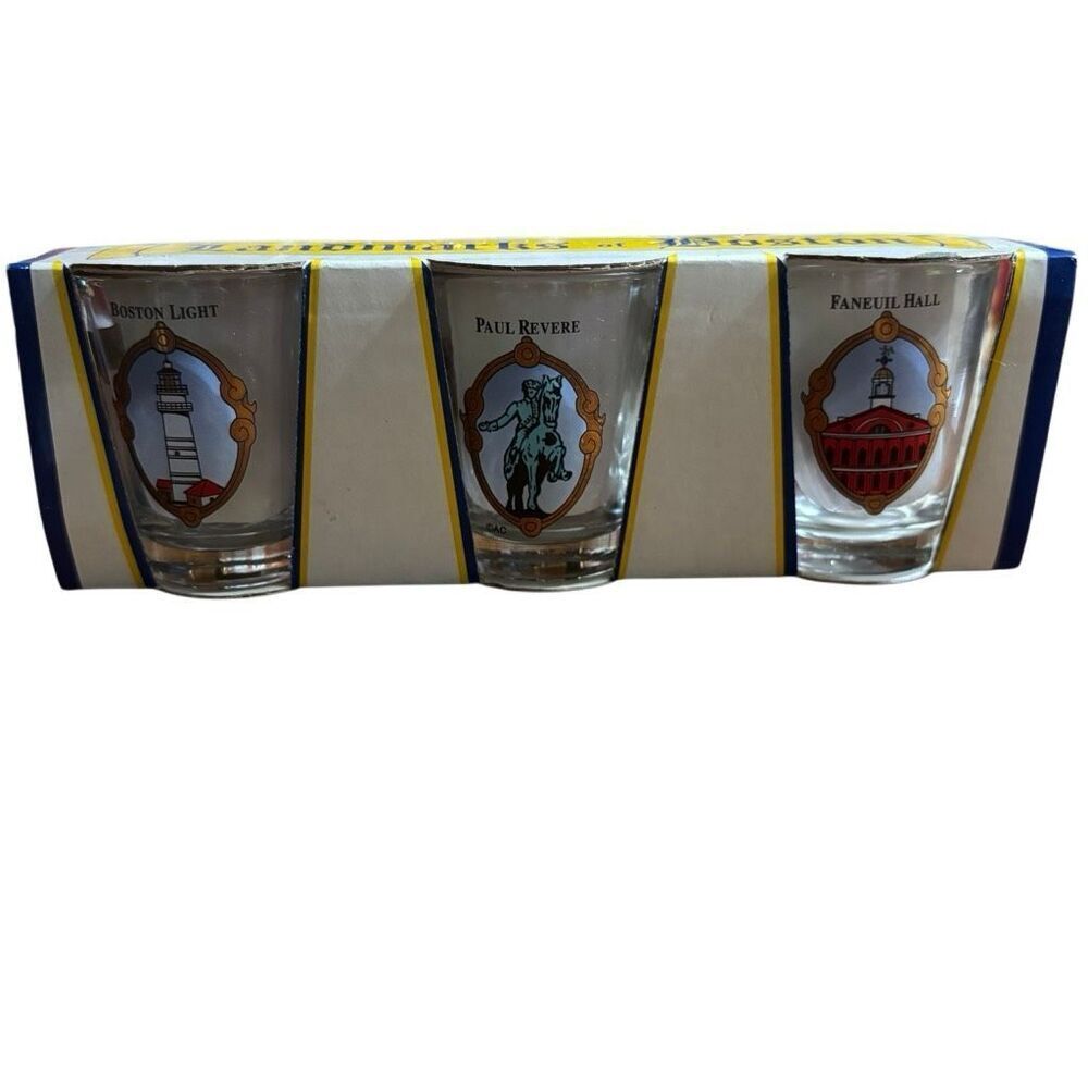 Landmarks Of Boston 3 Pack Shot Glass Set *New*